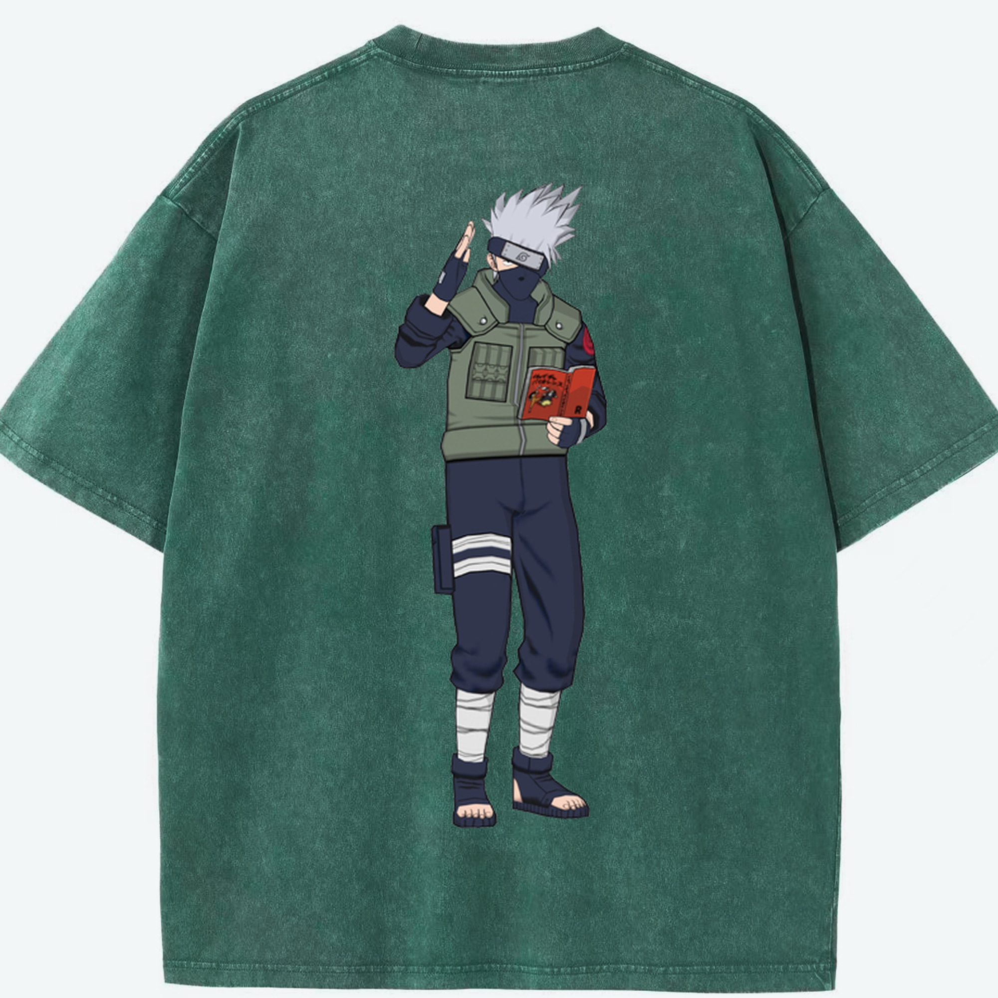（画像用） NARUTO -ナルト- はたけ カカシ Hatake Kakashi 綿100% ヴィンテージ風 半袖Tシャツ（背面プリント）